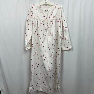 Oscar de la Renta Pink Label Pajama Nightgown Dressing Gown White Floral Small